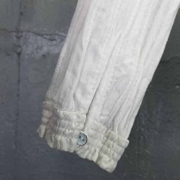 Rag & Bone Drew Blouse Women S Off Shoulder Smocked White Stripe Cotton Crop Top - Picture 7 of 15